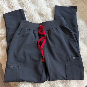 Figs Women's Charcoal Joggers with Red Drawstring